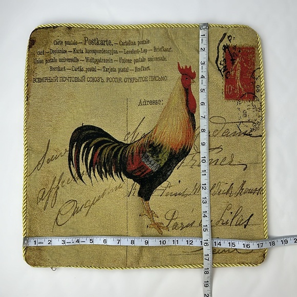 Pair of Matching Rooster Tapestry Pillow Covers. 17.5” x 17.5”. Vintage look. - Picture 2 of 7